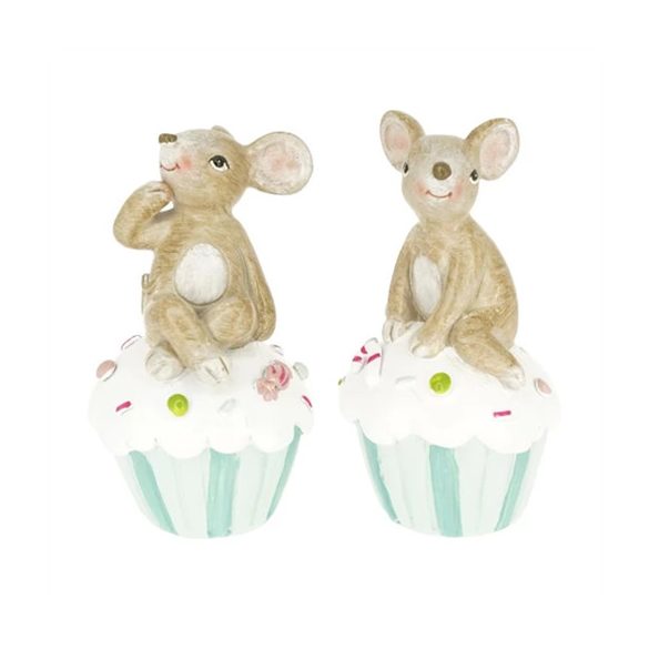 Egér muffinon ülő poly 4,5x4,5x9cm - 2 féle