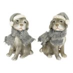 Kutya sállal, sapkában ülő poly 7x4,5x10,5cm - 2 féle