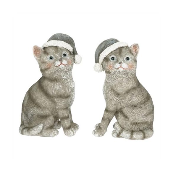 Macska sapkában ülő poly 6,5x5x10,5cm - 2 féle