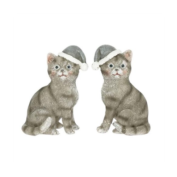 Macska sapkában ülő poly 5x4,5x8cm - 2 féle