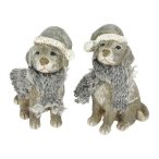 Kutya sállal, sapkában ülő poly 4x3,2x7cm - 2 féle