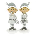   Manó fiú, lány koszorúval, csomaggal álló poly 4x4x10cm - 2 féle