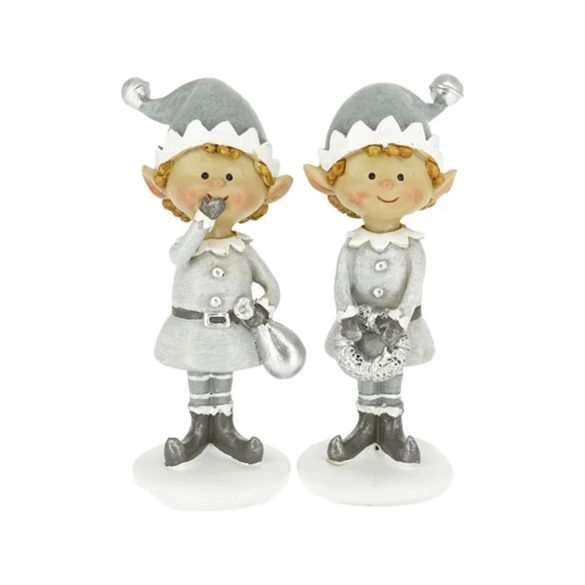 Manó fiú, lány koszorúval, csomaggal álló poly 4x4x10cm - 2 féle