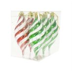 Karácsonyfadísz csavart, glitteres 12,3x8,2x11cm - S/6