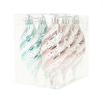 Karácsonyfadísz csavart, glitteres 12,3x8,2x11cm - S/6