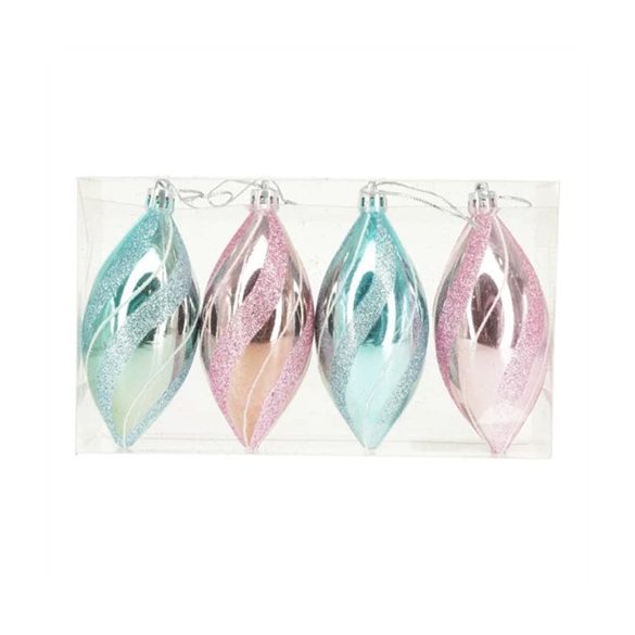 Karácsonyfadísz hosszúkás, glitteres 18,6x10,8x5cm - S/4