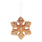 Mézeskalács hópehely cukormázzal, akasztós 15x13x2cm