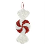   Cukorka forgó mintás, óriás, akasztós, flitteres 32x12x6cm - Piros/fehér