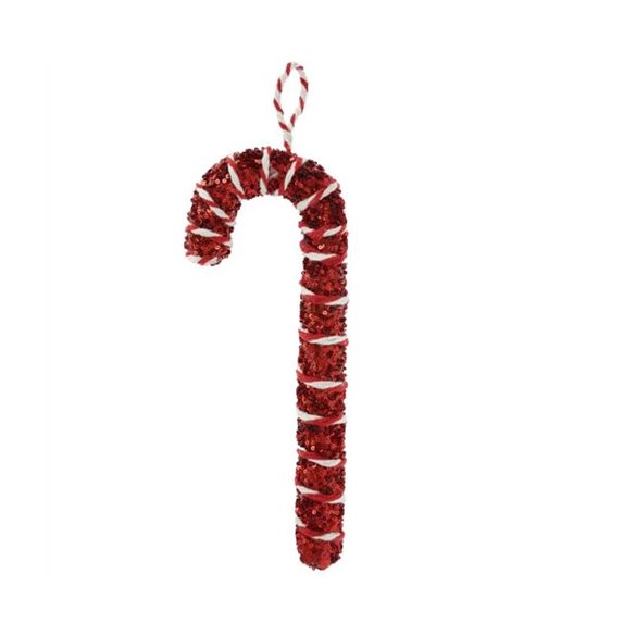 Cukorbot óriás akasztós, flitteres 30x11x3,5cm - Piros/fehér