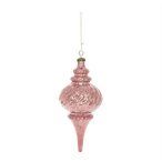   Karácsonyfadísz akasztós csillámos 11,5x26,5cm műanyag - Rózsaszín