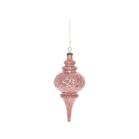 Karácsonyfadísz akasztós csillámos 11,5x26,5cm műanyag - Rózsaszín
