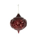  Karácsonyfadísz akasztós gömb hagyma alakú 20x26cm műanyag - Bordó