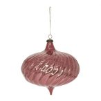   Karácsonyfadísz akasztós gömb hagyma alakú 20x19,5cm műanyag - Rózsaszín