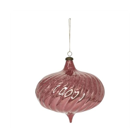 Karácsonyfadísz akasztós gömb hagyma alakú 20x19,5cm műanyag - Rózsaszín