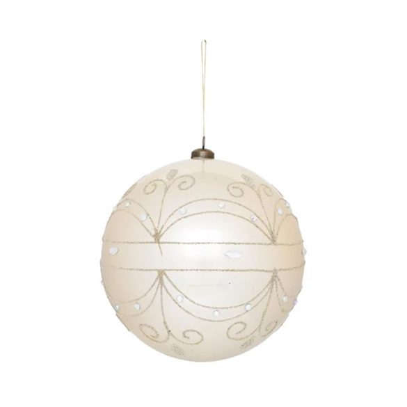 Karácsonyfadísz akasztós gömb 20cm műanyag - Pezsgő