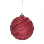   Karácsonyfadísz akasztós gömb 15cm gyöngyház fényű glitteres műanyag - Bordó