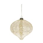   Karácsonyfadísz akasztós gömb hagyma alakú 14,5x14,7cm műanyag - Pezsgő