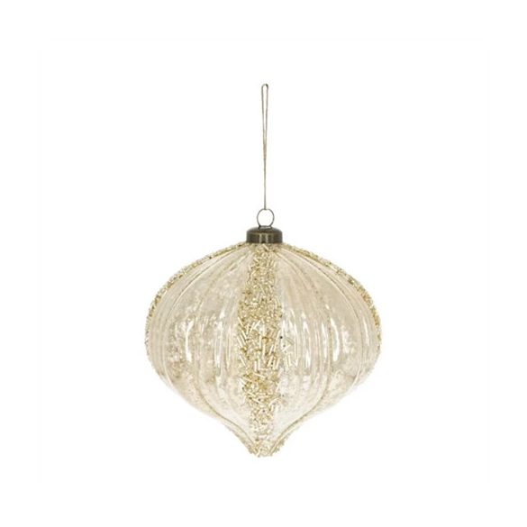 Karácsonyfadísz akasztós gömb hagyma alakú 14,5x14,7cm műanyag - Pezsgő