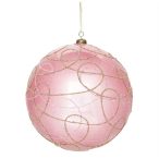   Karácsonyfadísz akasztós gömb 20cm műanyag - Rózsaszín