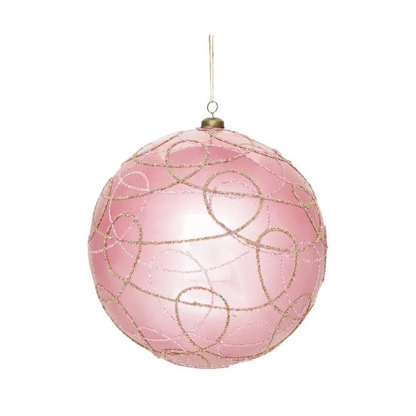 Karácsonyfadísz akasztós gömb 20cm műanyag - Rózsaszín