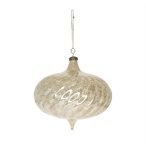   Karácsonyfadísz akasztós gömb hagyma alakú 20x19,5cm műanyag - Ezüst