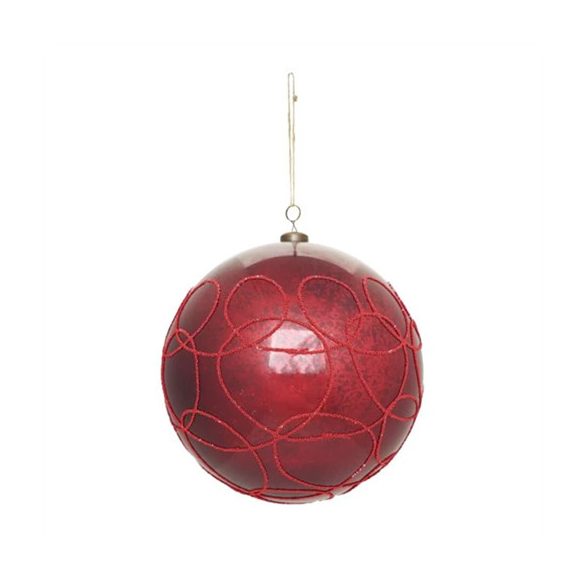 Karácsonyfadísz akasztós gömb 20cm műanyag - Bordó