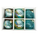 Üveg gömb 8cm hagyma alakú - Türkizkék S/6