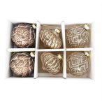   Üveg gömb 8cm hagyma alakú dombor mintával- Barna/arany S/6