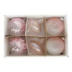 Üveg gömb 8cm hagyma alakú glitteres - Púder S/6