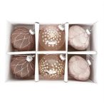 Üveg gömb 8cm hagyma alakú glitteres - Mályva S/6