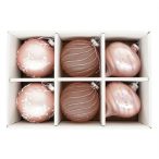   Üveg gömb 8cm hagyma alakú matt - Rózsaszín, mályva S/6