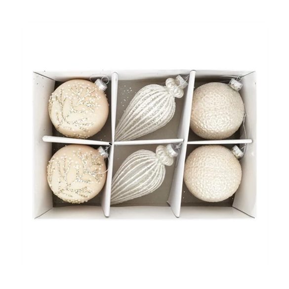 Üveg gömb 8cm fiola - Pezsgő S/6