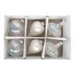 Üveg gömb 8cm toboz glitteres - Átlátszó, ezüst S/6