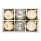 Üveg gömb 8cm glitteres - Átlátszó, bronz, krém S/6