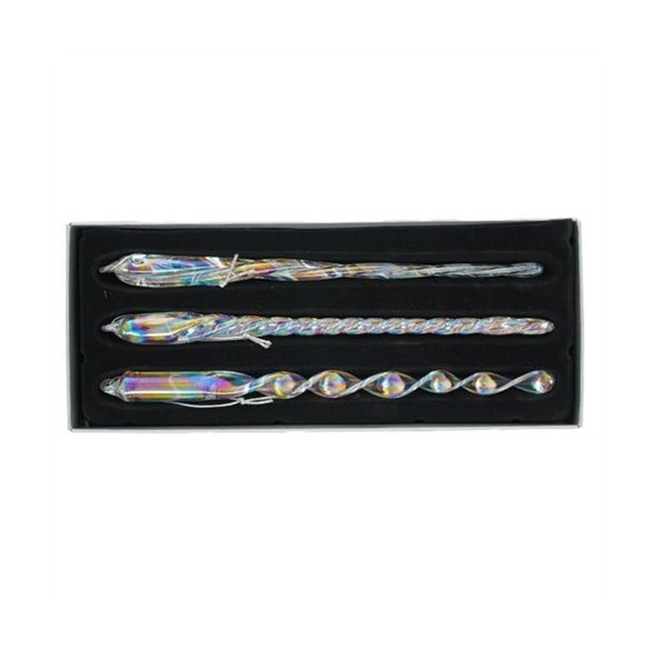 Jécsap dísz csavart irizáló akasztós 20cm - Átlátszó S/3