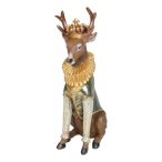 Szarvas ruhában koronával poly 18x28x53cm - Barna,arany