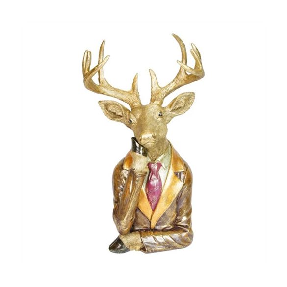 Szarvas torzó poly 31x21x54,5cm - Barna,arany