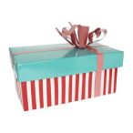 Ajándékdoboz fém szögeletes masnival 30,5x17x17cm