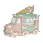 Mézeskalács jégkrémes autó glitteres poly 26x13,5x22cm