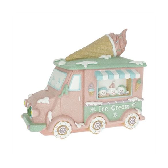 Mézeskalács jégkrémes autó glitteres poly 26x13,5x22cm