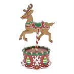   Mézeskalács játék rénszarvas glitteres, LED-es poly 17x14x29cm