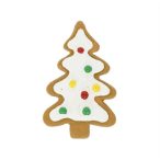   Mézeskalács fenyőfa cukormázzal, öntapadós poly 5x1,3x8,2cm - Fehér, barna