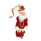 Manó textil 12x8x38cm - Piros/fehér