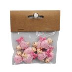  Baba takaróban, masnival öntapadós poly 2,9x2,9x0,8cm - Rózsaszín S/6