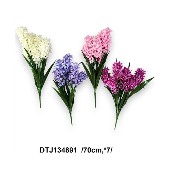 Jácint csokor (szatén) hosszúkás levéllel 70cm x7 - Több színben