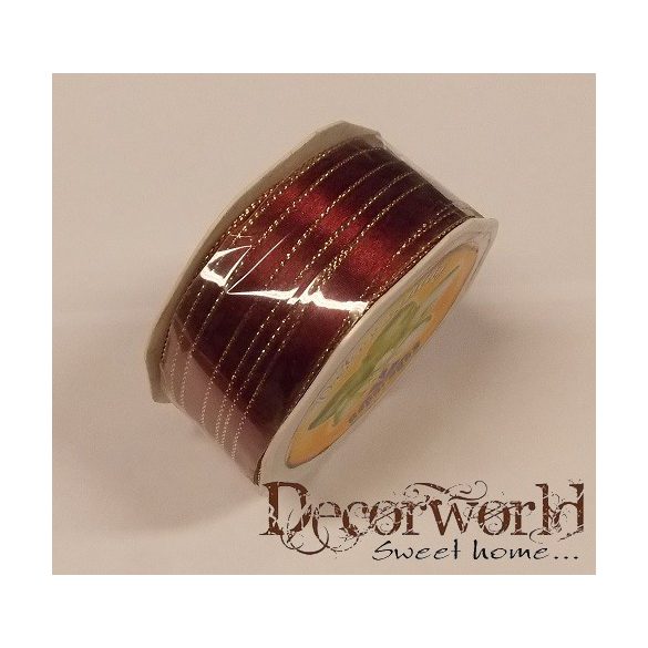 Karácsonyi szalag bordó arany-metál széllel 9mm x 30yard