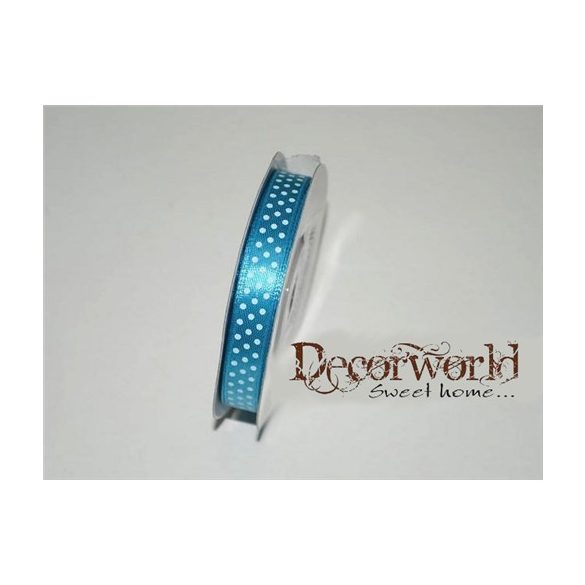 Szatén szalag pöttyös kék 10mm x 12yard