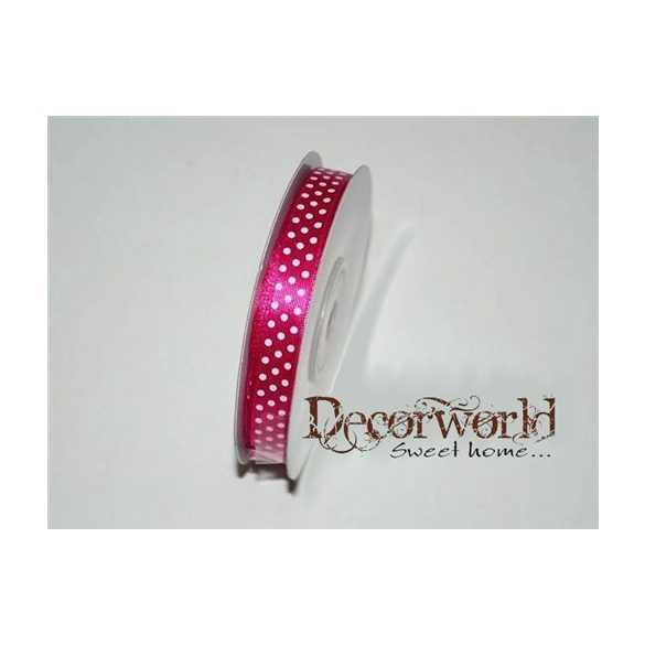 Szatén szalag pöttyös ciklámen 10mm x 12yard