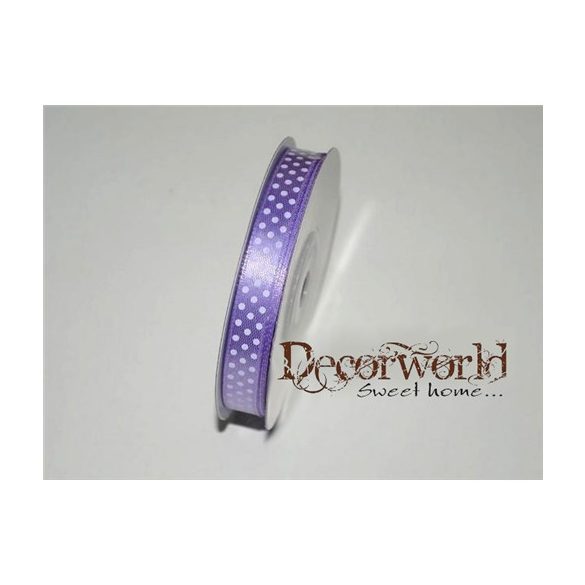 Szatén szalag pöttyös lila 10mm x 12yard