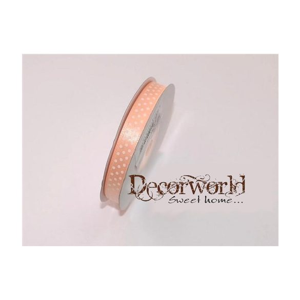 Szatén szalag pöttyös barack 10mm x 12yard